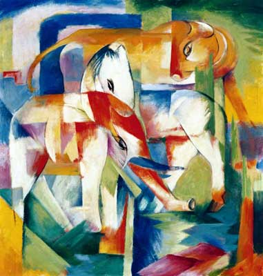 Gemälde Reproduktion von Franz Marc Elepant, Vieh, Winter, reiten