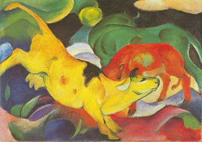 Gemälde Reproduktion von Franz Marc Grün, Gelb, Grün, Rot