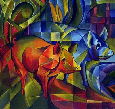 Gemälde Reproduktion von Franz Marc Schweinetiere