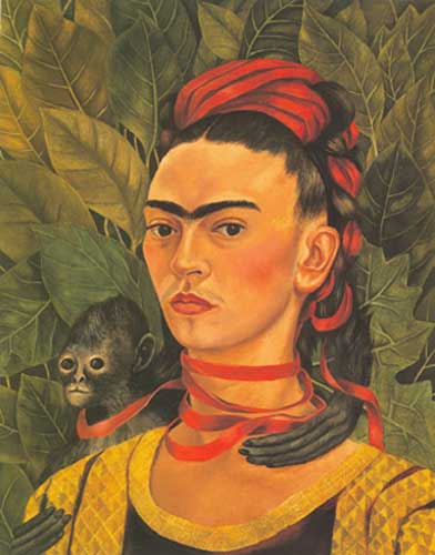 Gemälde Reproduktion von Frida Kahlo Selbstporträt mit Affe