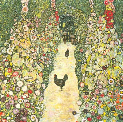 Gemälde Reproduktion von Gustave Klimt Gartenweg mit Hühnern