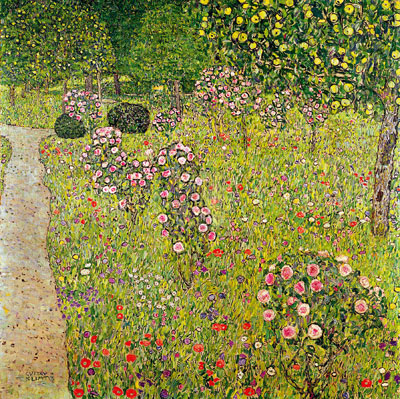 Gemälde Reproduktion von Gustave Klimt Gemüsegarten mit Rose