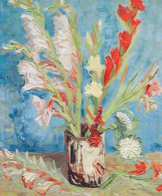 Gemälde Reproduktion von Vincent Van Gogh Eine Gladiolenvase mit einer dicken Impasto-Farbe