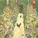 Gemälde Reproduktion von Gustave Klimt Gartenweg mit Hühnern