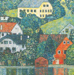 Gemälde Reproduktion von Gustave Klimt Häuser in Unterach am Attersee