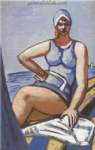 Gemälde Reproduktion von Max Beckmann Quappi in Blue auf dem Boot