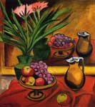 Gemälde Reproduktion von Max Pechstein Stilleben mit Spiegel Clivia, Obst und Krug