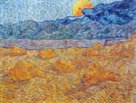 Gemälde Reproduktion von Vincent Van Gogh Abendlandschaft mit aufsteigendem Mond