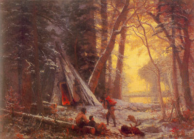 Albert Bierstadt Campamento de cazadores de alces, Nova Scoti reproduccione de cuadro