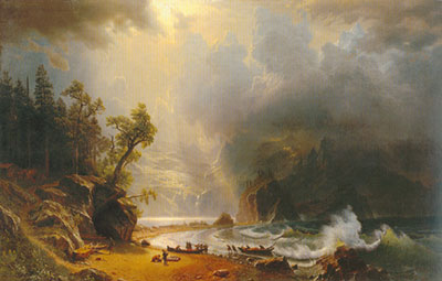 Albert Bierstadt Puget Sound en la costa del Pacífico reproduccione de cuadro