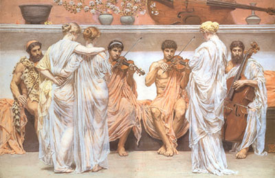 Albert Moore Un cuarteto, el homenaje de un pintor al arte de la música reproduccione de cuadro