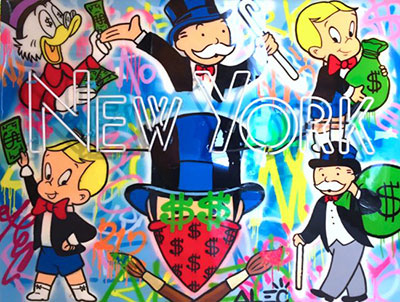 Alec Monopoly Señal de neón reproduccione de cuadro