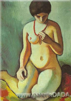 August Macke Desnudo con Coral Necklace reproduccione de cuadro