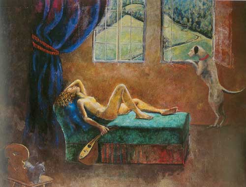 Balthasar Balthus Chica con Mandolin reproduccione de cuadro