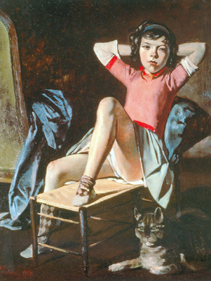 Balthasar Balthus Chica con un gato reproduccione de cuadro