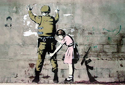 Banksy Soldado y niña reproduccione de cuadro