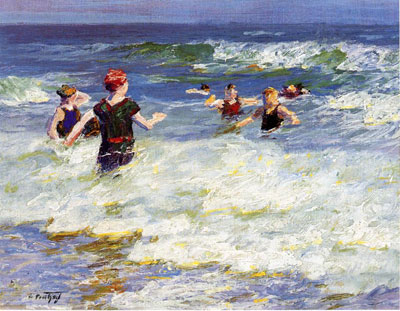 Edward Henry Potthast En el Surf reproduccione de cuadro