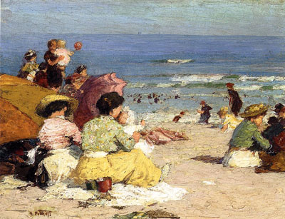 Edward Henry Potthast Escena de la playa reproduccione de cuadro