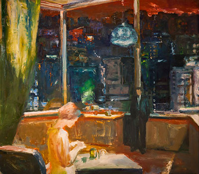 Elmer Bischoff Interior con Cityscape reproduccione de cuadro