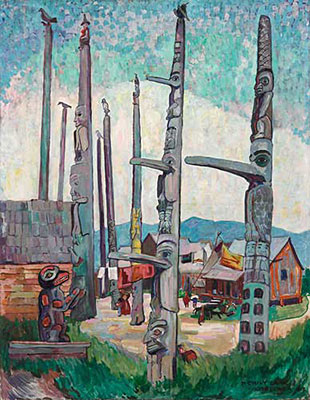 Emily Carr Pollos totem, Kitseukla reproduccione de cuadro