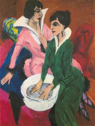 Ernst Ludwig Kirchner Dos mujeres con lavabo reproduccione de cuadro