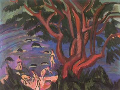 Ernst Ludwig Kirchner Árbol rojo en una costa reproduccione de cuadro