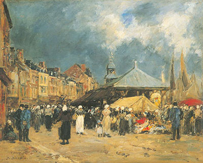 Eugene Boudin El mercado de la pesca en Trouville reproduccione de cuadro