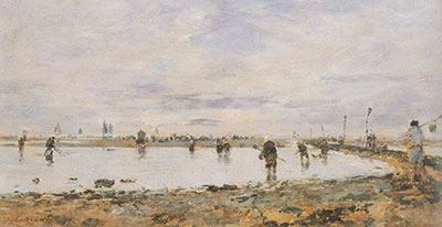 Eugene Boudin Pescadores de camarones en Trouville reproduccione de cuadro