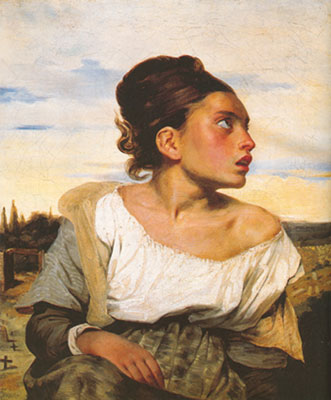 Eugene Delacroix Orpan Girl en el Cemetry reproduccione de cuadro