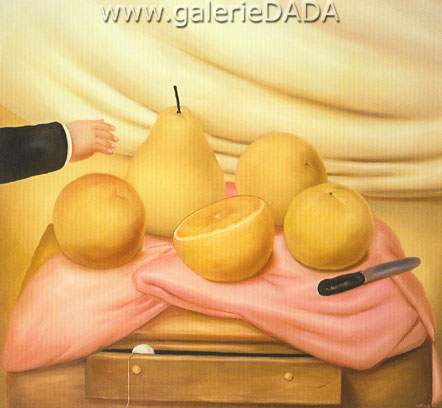 Fernando Botero Todavía vive con frutas reproduccione de cuadro