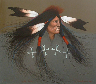 Frank Howell Guerrero Oglala reproduccione de cuadro