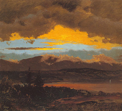 Frederic Edwin Church Puesta del sol a través del valle de Hudson reproduccione de cuadro