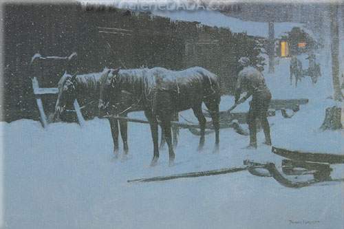 Frederic Remington El fin del día reproduccione de cuadro