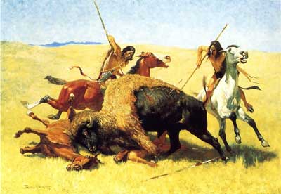 Frederic Remington La caza de Buffalo reproduccione de cuadro