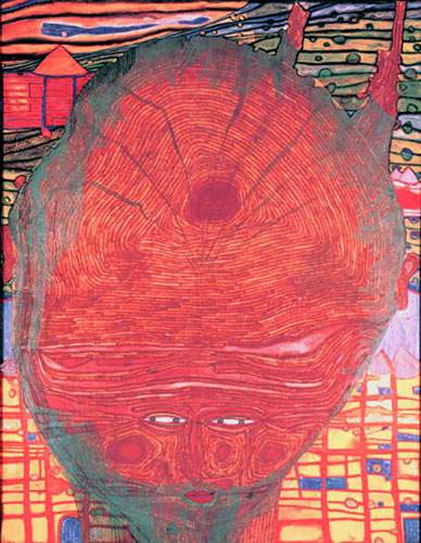 Friedensreich Hundertwasser El Beard es el Grass of the Bald - Head Man reproduccione de cuadro