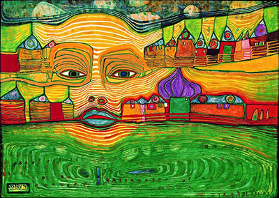 Friedensreich Hundertwasser Irinaland sobre los Balcanes reproduccione de cuadro