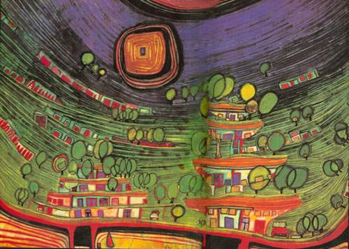 Friedensreich Hundertwasser Las mangueras cuelgan debajo de los Meadows. reproduccione de cuadro