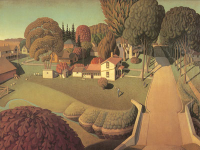 Grant Wood El lugar de nacimiento de Herbert Hoover reproduccione de cuadro