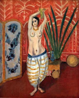 Henri Matisse Odalisque con una Planta Verde y una pantalla reproduccione de cuadro