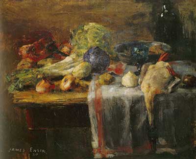 James Ensor Todavia vive con un pato reproduccione de cuadro