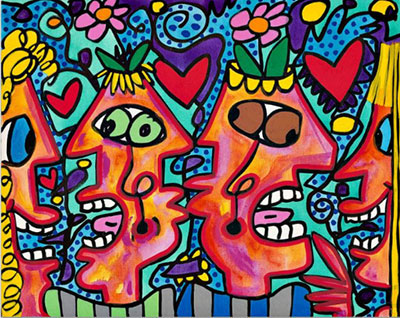 James Rizzi A Fine Line between Love odio reproduccione de cuadro