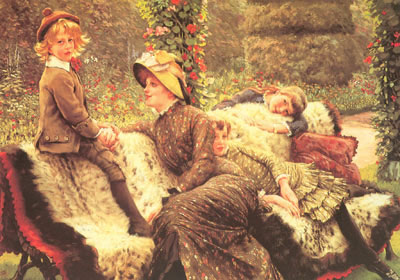 James Tissot El banco de jardín reproduccione de cuadro