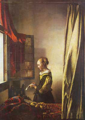 Johannes Vermeer Chica leyendo una carta en una ventana abierta reproduccione de cuadro