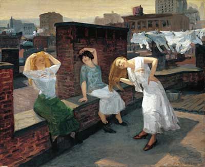 John Sloan Domingo, las mujeres se secan el pelo reproduccione de cuadro