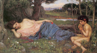 John William Waterhouse Escuchando mis dulces pipas reproduccione de cuadro