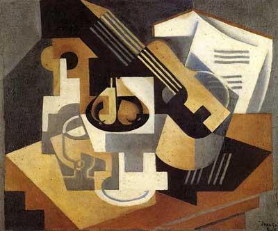 Juan Gris Guitarra y frutas reproduccione de cuadro