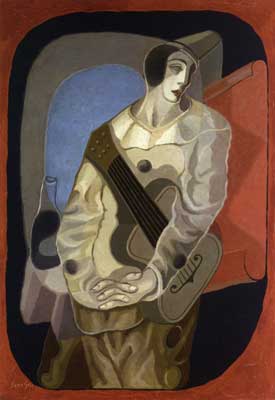 Juan Gris Pierrot con Guitar reproduccione de cuadro