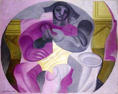 Juan Gris Sentado Harlequin reproduccione de cuadro