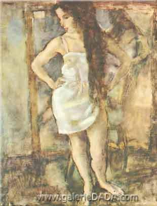 Jules Pascin Chica joven de pie reproduccione de cuadro