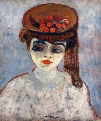 Kees van Dongen Sombrero con cerezas reproduccione de cuadro